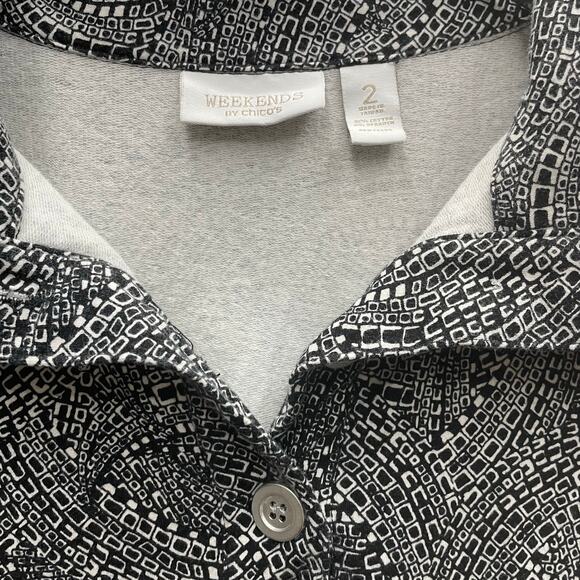 Chico’s Weekend By Chico’s Black and White Knit Pullover Size Large - Picture 3 of 10